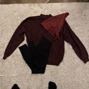 Burgundy Grandpa Sweater Set
